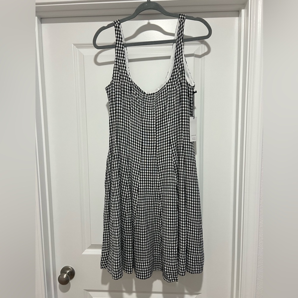 Bailey 44 Gingham Linen Dress in Black and White